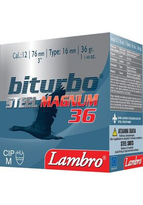 LAMBRO 12/76 BITURBO STEEL NR 4 36g 3,3mm Sopii ainoastaan teräshaulikelpoisille haulikoille!
