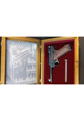 VALMET L-35 (LAHTI) 9MM PARA JUHLAMALLI PUULAATIKOSSA, AMPUMATON, no 50063