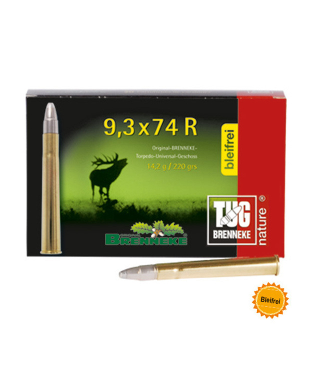 BRENNEKE 9,3X74R KIVÄÄRIN PATRUUNA 14,2G TUG NATURE + LUOTI. LYIJYTÖN! 061033