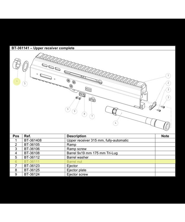 BT-36111 B&T BARREL NUT APC9/40/45
