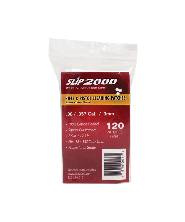 SLIP2000 GUN CLEANING PATCHES 9MM/10MM/.38/.357 2,5"X2,5"
