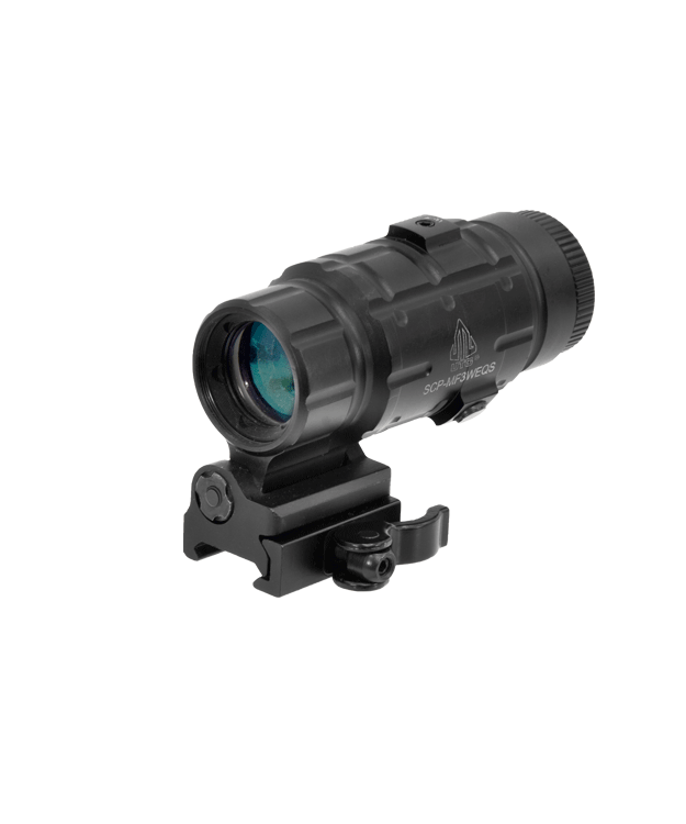 UTG SCP-MF3WEQS 3X MAGNIFIER WITH FLIP-TO-SIDE QD MOUNT W/E ADJUSTABLE