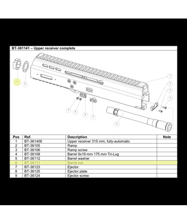 BT-36111 B&T BARREL NUT APC9/40/45