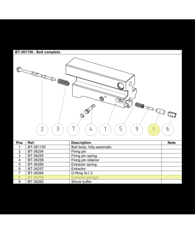 BT-36259 B&T EXTRACTOR PLUNGER TO BT-36257