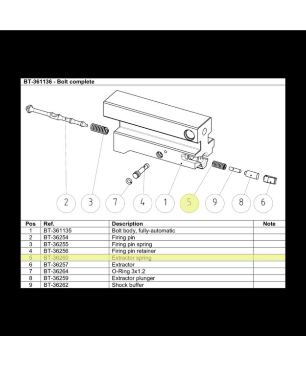 BT-36260 B&T SPRING FOR EXTRACTOR BT-36257