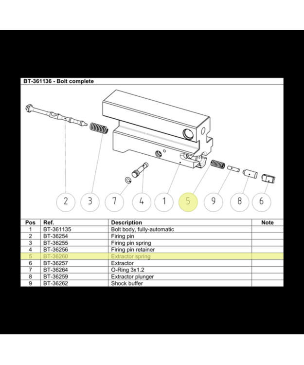 BT-36260 B&T SPRING FOR EXTRACTOR BT-36257