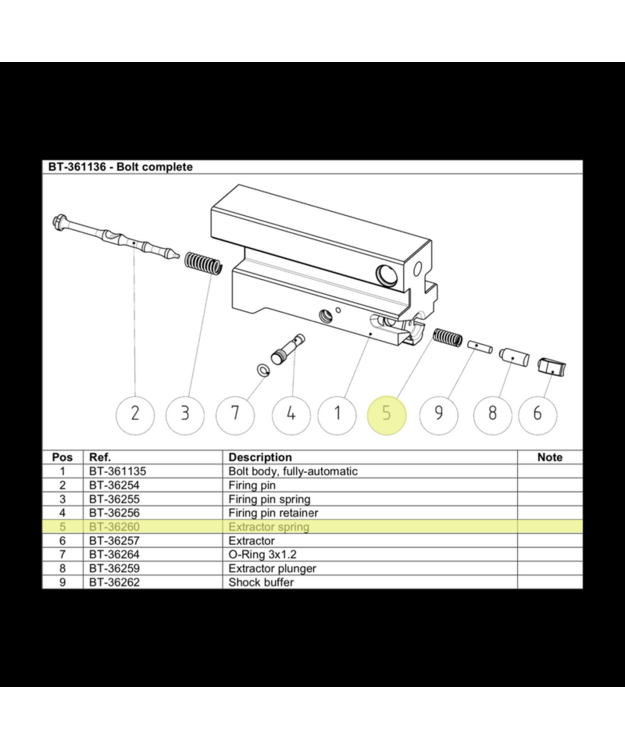 BT-36260 B&T SPRING FOR EXTRACTOR BT-36257