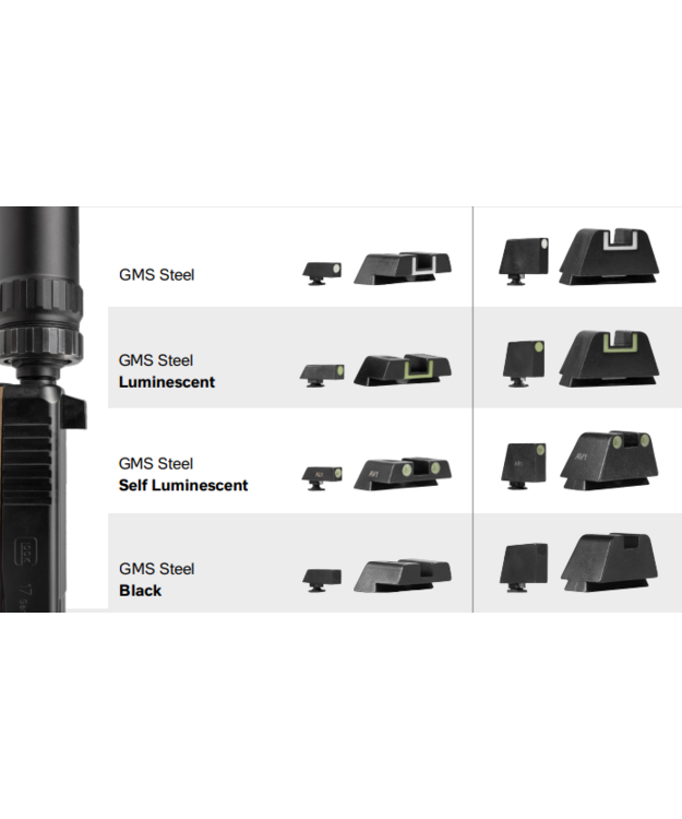 GLOCK SUPPRESSOR 9.1 FRONT SIGHT GMS STEEL BLACK SET 70052