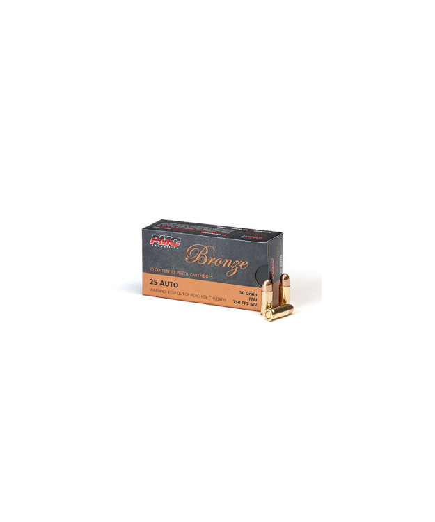 PMC 6,35 BR (25 AUTO) BRONZE 50GR FMJ 25A PISTOOLIN PATRUUNA