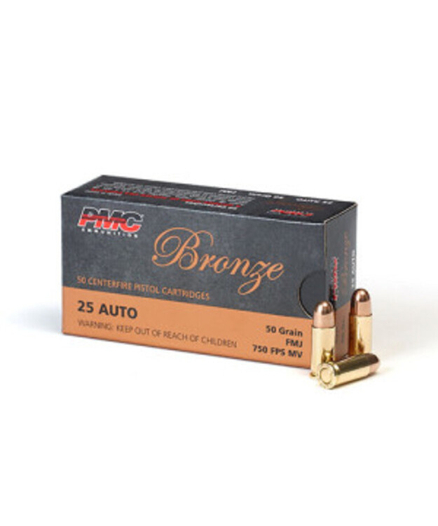 PMC 6,35 BR (25 AUTO) BRONZE 50GR FMJ 25A PISTOOLIN PATRUUNA