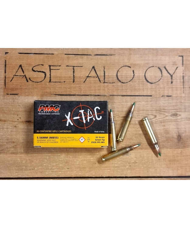 PMC X-TAC 5.56X45 62GR GREEN TIP 5,56K KIVÄÄRIN PATRUUNAei myyntiin cip tarkastettava!
