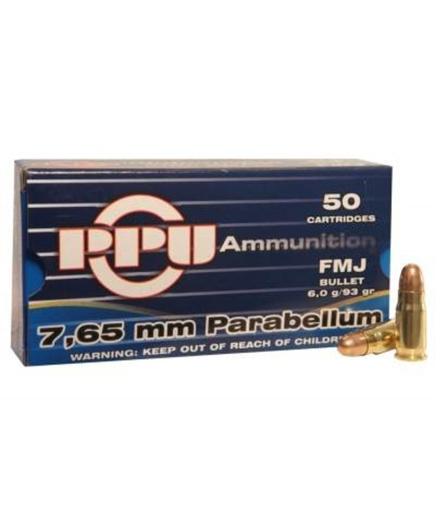 PPU 7,65 PARABELLUM FMJ 6,0G PISTOOLIN PATRUUNA
