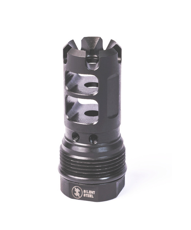 SILENT STEEL QD MUZZLE BRAKE 5,56 M15X1 W/ SHIM KIT #MB556-M15X1