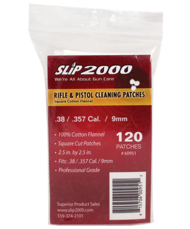 SLIP2000 GUN CLEANING PATCHES 9MM/10MM/.38/.357 2,5"X2,5"