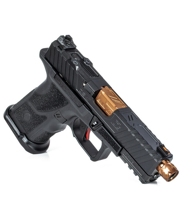 ZEV OZ9C ELITE 9X19 COMPACT BLACK SLIDE ,BRONZE THREADED BARREL#OZ9C-CPT-B-BRZ-TH